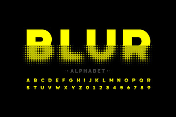 Blurred style font design, alphabet letters and numbers © piai