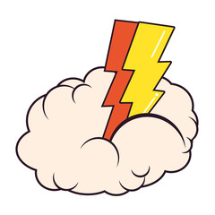 thunderbolt comic pop art on white background