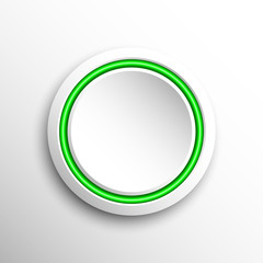 Round button on a white background. 3D illustration.