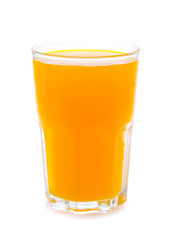 Orange juice glass, isolated on white background