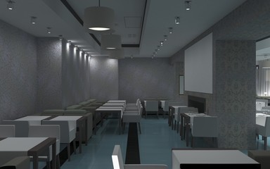 restaurant, interior visualization, 3D illustration