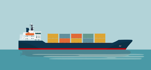 Cargo ship container isolated. Vector flat style illustration.