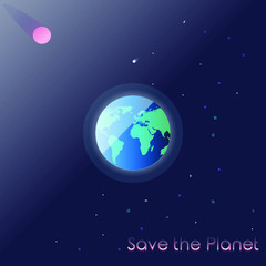 Planet Earth on a blue background .