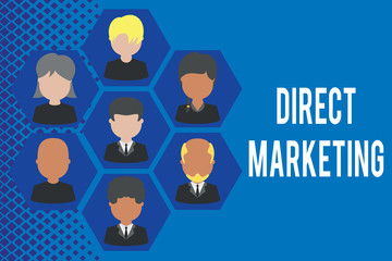 Word writing text Direct Marketing. Business photo showcasing business of selling products or services to public Pictures frames chief executive and staff. Organization employees structure