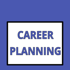 Writing note showing Career Planning. Business concept for Strategically plan your career goals and work success Front close up view big blank rectangle abstract geometrical background