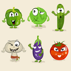 Set of funny vegetable characters.