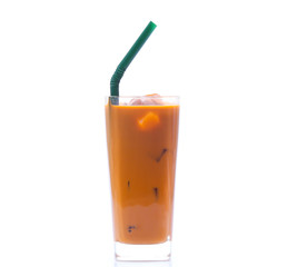 Iced Thai milk tea in glasses (thailand)