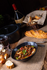 classic beef goulash with peppers and onions