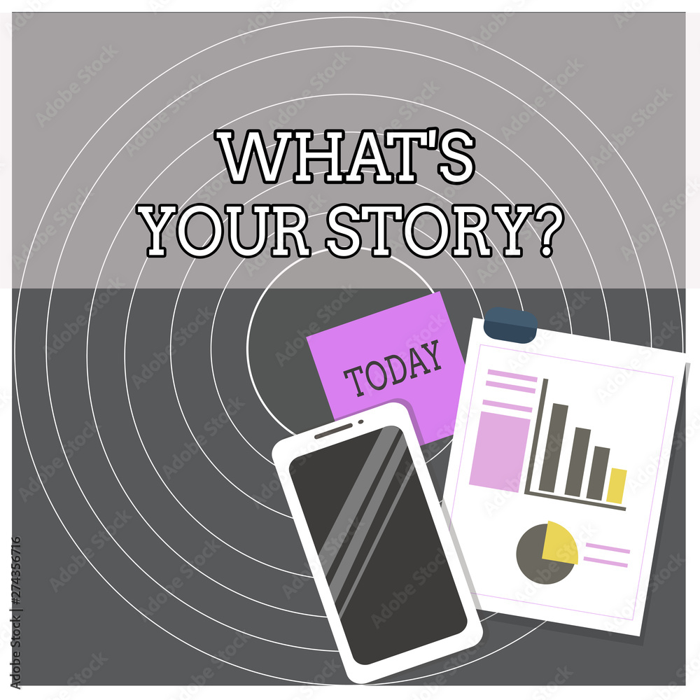 Fototapete text sign showing what s is your storyquestion. business photo text analysisner of asking demonstrat