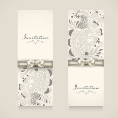 Concept of invitation card with floral decoration.