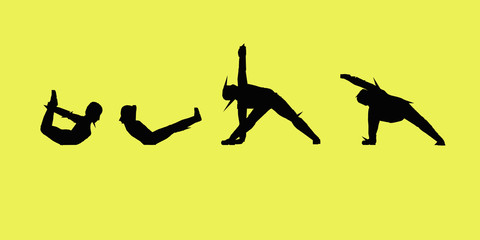  silhouette yoga  illustration. Fitness Concept. Gymnastics. Aerobics.