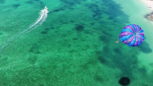 Sunny Day Parasailing at Lucaya Beach Strip, Freeport, Bahamas