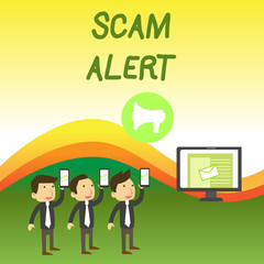 Conceptual hand writing showing Scam Alert. Concept meaning unsolicited email that claims the prospect of a bargain SMS Email Marketing Media Audience Attraction PC Loudspeaker