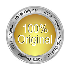 100% Original button - 3D illustration