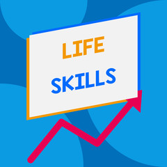 Word writing text Life Skills. Business photo showcasing skill that is necessary for full participation in everyday life One blank rectangle above another arrow zigzag upwards increasing sale