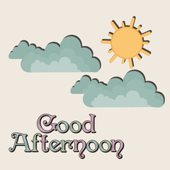 Stylish text, funny sun and cloud.