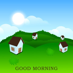 Naklejka premium Simple text with sun on nature style.