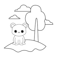 cute bear animal in landscape
