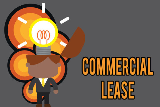 Conceptual hand writing showing Commercial Lease. Concept meaning refers to buildings or land intended to generate a profit Standing successful man suit necktie surging innovative solutions