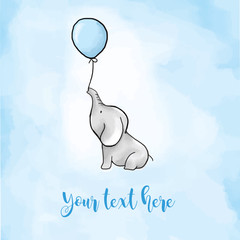 Cute elephant baby shower birthday watercolor