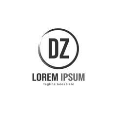 Initial DZ logo template with modern frame. Minimalist DZ letter logo vector illustration