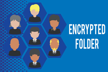 Word writing text Encrypted Folder. Business photo showcasing protect confidential data from attackers with access Pictures frames chief executive and staff. Organization employees structure