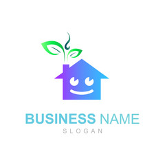 logo home with atmosphere around cool and comfortable, real estate logo design vector