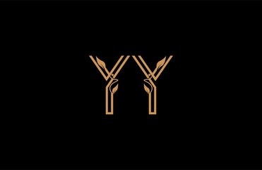 YY letter linear shape luxury flourishes ornament logotype