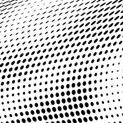 Abstract halftone texture monochrome vector chaotic wave dots on white background.