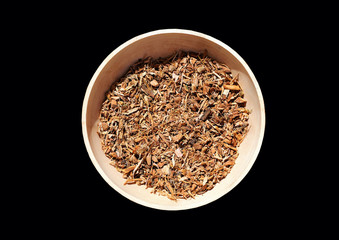 Cup with crushed wood