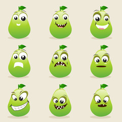 Obraz premium Concept of different expressions with pear.