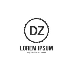 Initial DZ logo template with modern frame. Minimalist DZ letter logo vector illustration