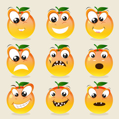 Concept of different expressions with orange.