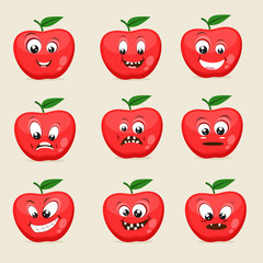 Concept of different expressions with apple.