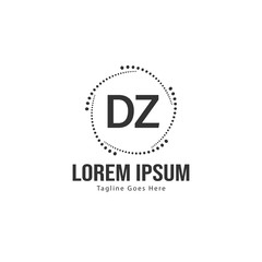Initial DZ logo template with modern frame. Minimalist DZ letter logo vector illustration
