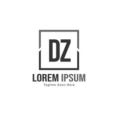 Initial DZ logo template with modern frame. Minimalist DZ letter logo vector illustration