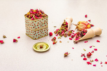 Traditional Turkish tea from rosebuds