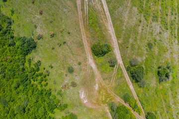 Aerial View Of Trails And Rural Road In Mountain, Gelendzhik, Russia