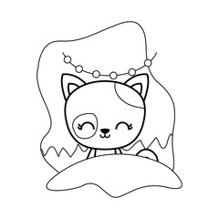 cute cat animal with garlands hanging