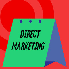 Word writing text Direct Marketing. Business photo showcasing business of selling products or services to public Open big standing calendar Desk monthly planner Geometrical background