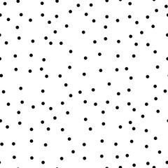 polka dot seamless vector pattern black background. White and black polka dots background. Chaotic elements. Abstract geometric shape texture. Design template for wallpaper,wrapping, textile. 