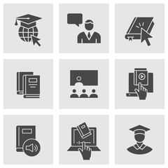 E-learning distance education icons. Vector illustration.