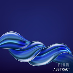 Trendy abctract colorful flow poster, baner, template. Wave Liquid shape in blue color