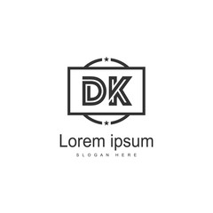 Initial DK logo template with modern frame. Minimalist DK letter logo vector illustration