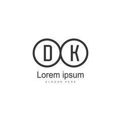 Initial DK logo template with modern frame. Minimalist DK letter logo vector illustration
