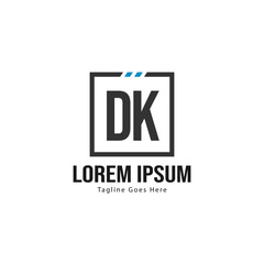 Fototapeta premium Initial DK logo template with modern frame. Minimalist DK letter logo vector illustration