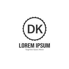 Initial DK logo template with modern frame. Minimalist DK letter logo vector illustration