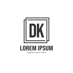 Obraz premium Initial DK logo template with modern frame. Minimalist DK letter logo vector illustration