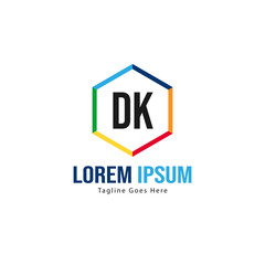 Fototapeta premium Initial DK logo template with modern frame. Minimalist DK letter logo vector illustration