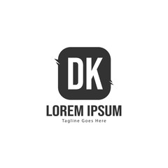 Initial DK logo template with modern frame. Minimalist DK letter logo vector illustration